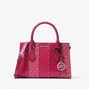 Michael Kors Sheila Small Studded Patchwork & Signature Logo Satchel ✨